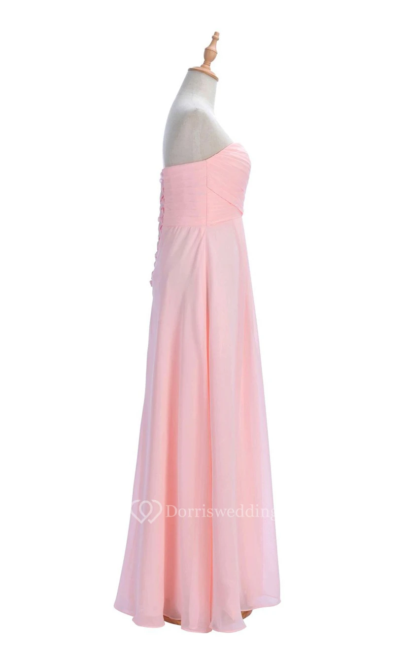 Sweetheart Criss-cross Chiffon A-line Dress With Lace-up Back view 55