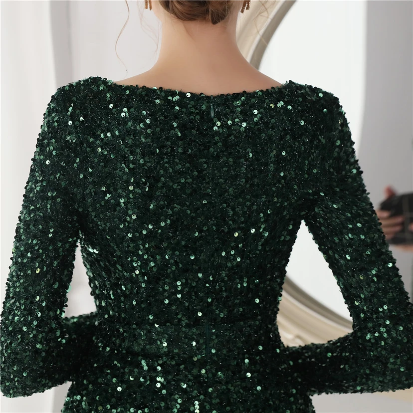 Elegantes, langes Paillettenkleid mit langen Ärmeln und Meerjungfrauenschnitt – ein Abendkleid im Aura-Queen-Stil für festliche Anlässe. view 29
