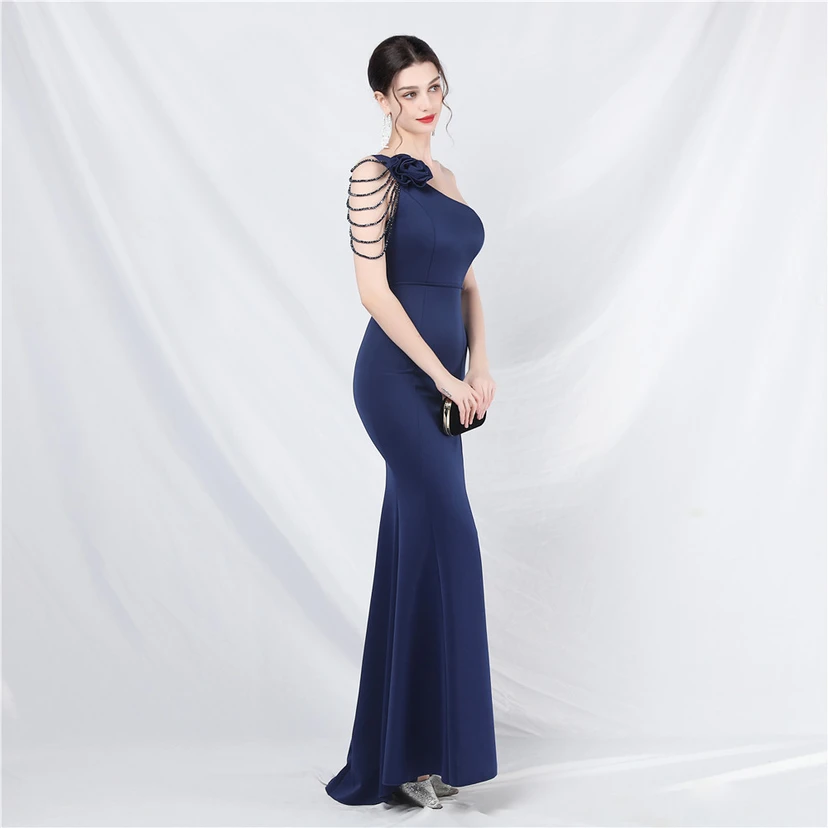 Craft Beading Flower Dinner Wedding Celebration Car Model Long Evening Dress view 3