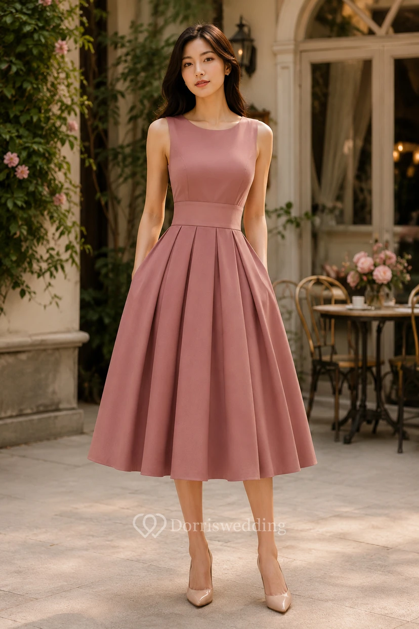 Simple Pleated Knee-Length Frock view 9