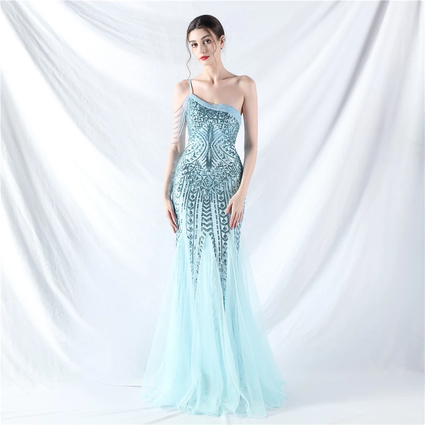 Robe de soirée haut de gamme ornée de perles de positionnement, de fleurs et de broderies en tulle. view 92