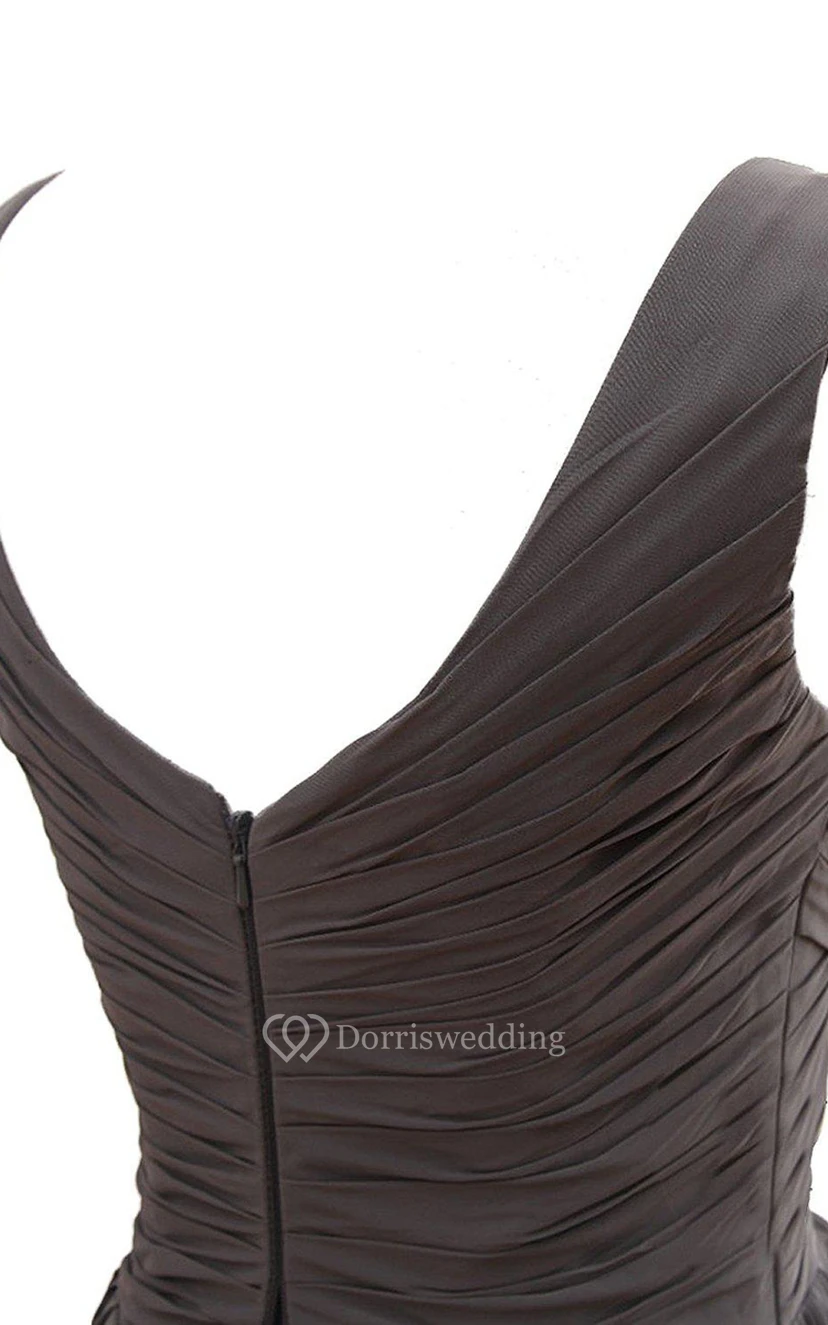 Sleeveless V-neck Long Chiffon Gown With Pleats view 5
