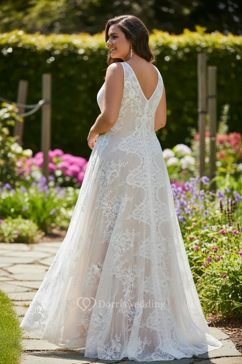 Robe de mariée grande taille à fronces de rêve view 2