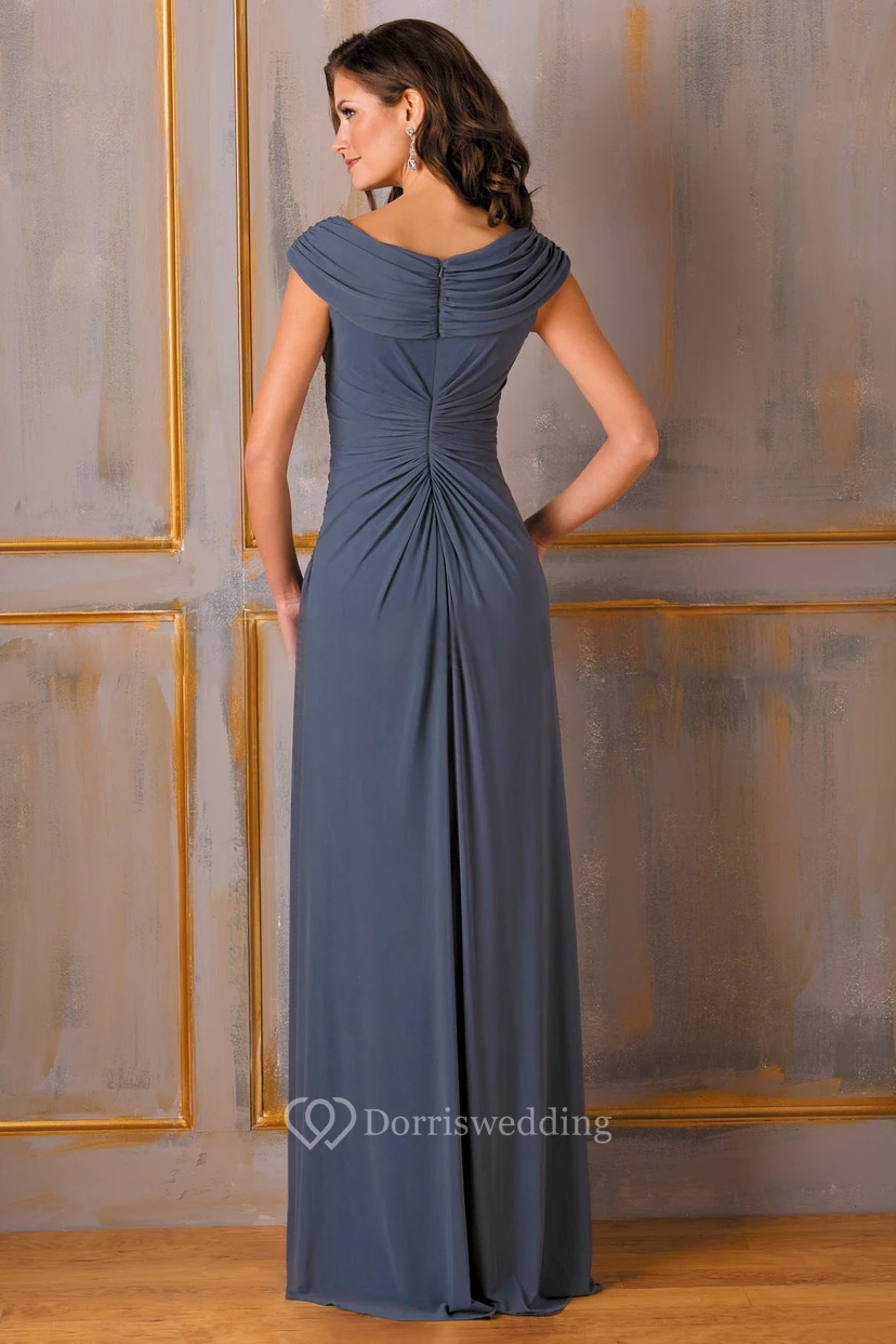 Elegant Draped Cowl Neck Evening Gown with Lace Embellishments view 2
