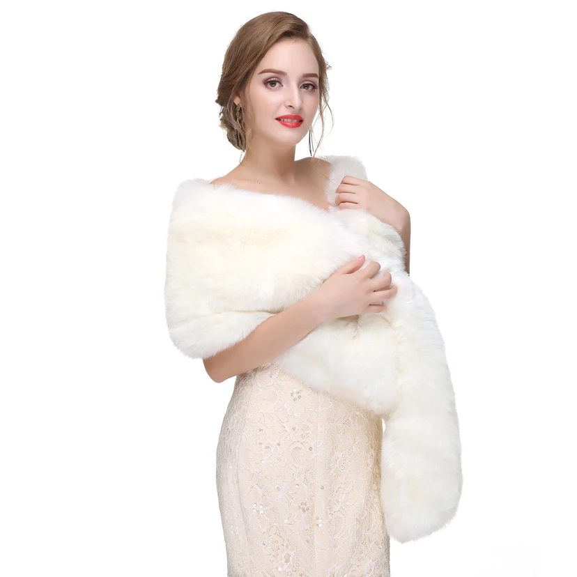 Bridal Winter Warm Wool Cape Fur Wedding Dress Fox Fur Waistcoat view 46
