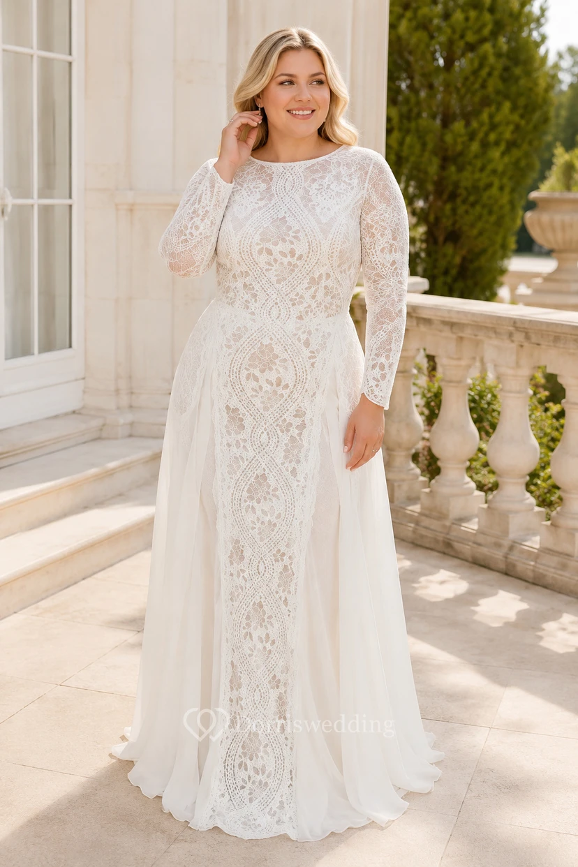 Vestido de encaje estilo boho para ceremonia civil view 12