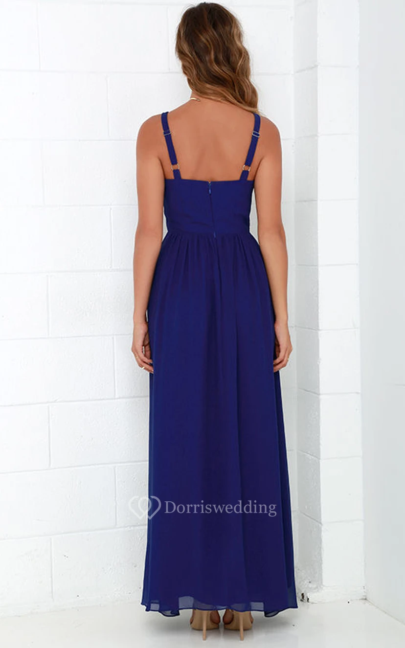 Chiffon Long Simple Sleeveless Dress With Front Split view 2