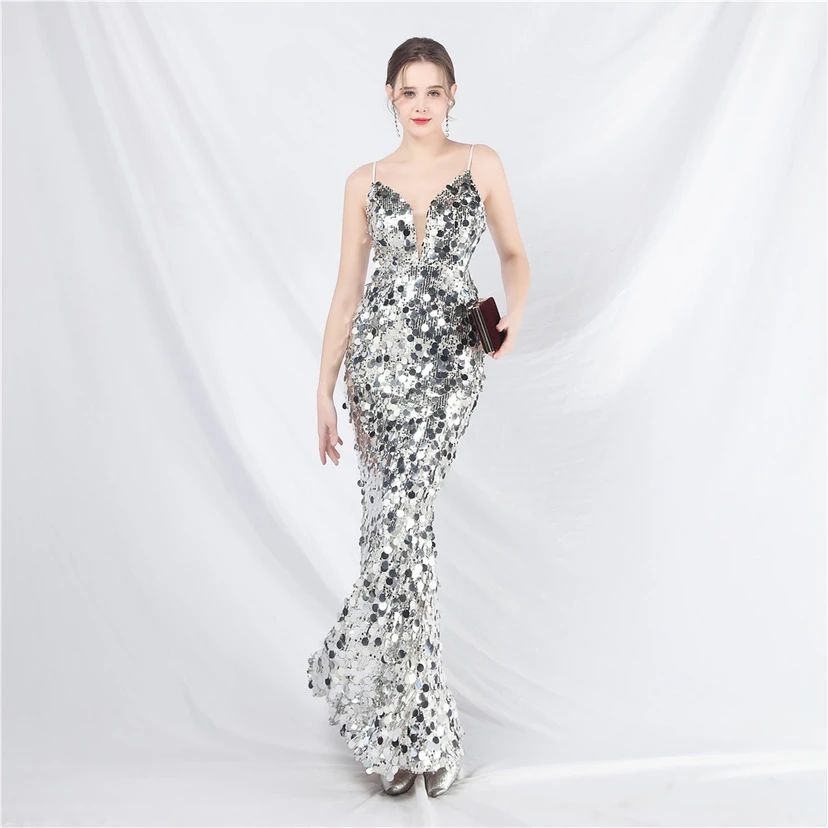 Robe de soirée longue à bretelles haut de gamme view 28