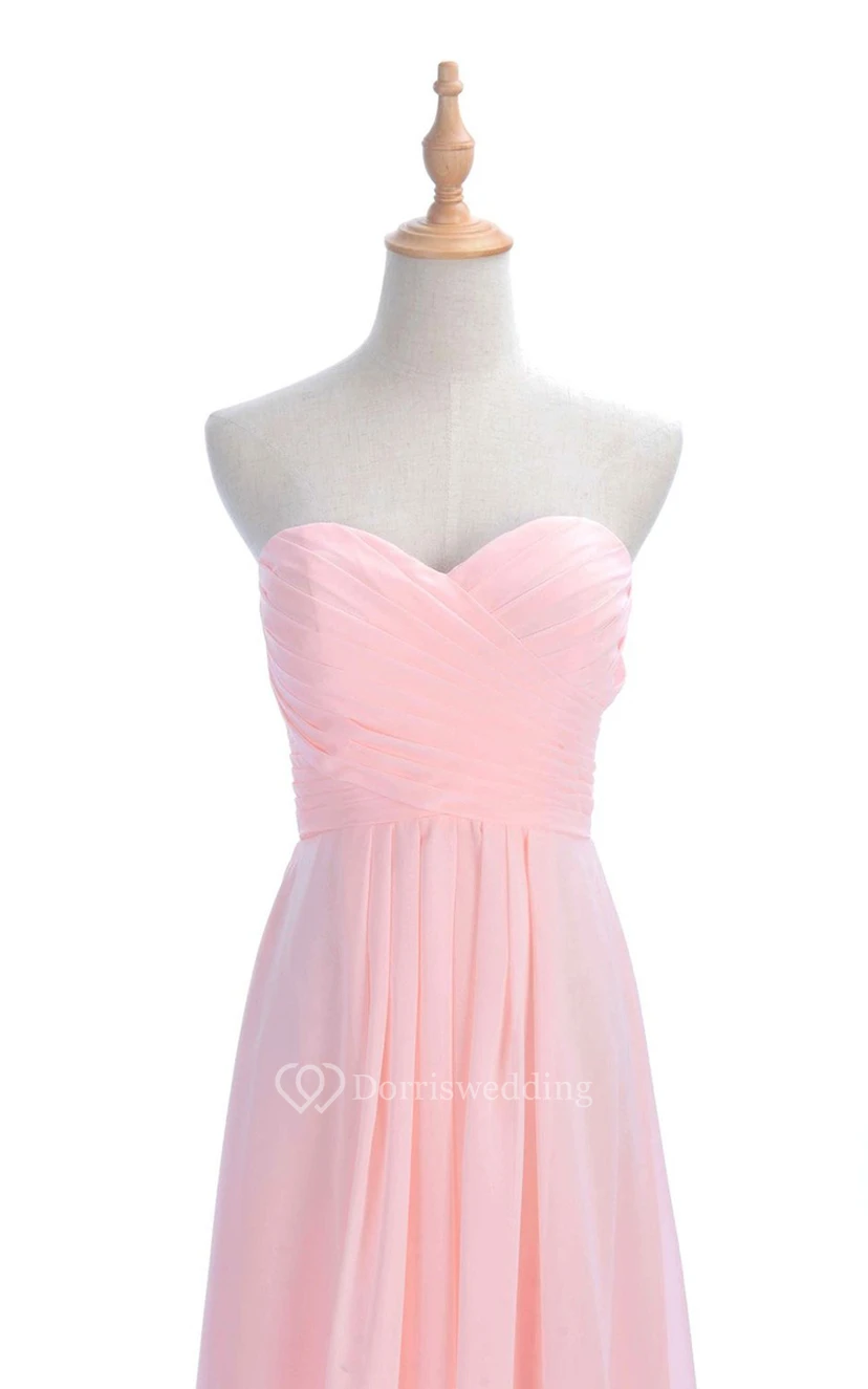 Sweetheart Criss-cross Chiffon A-line Dress With Lace-up Back view 2