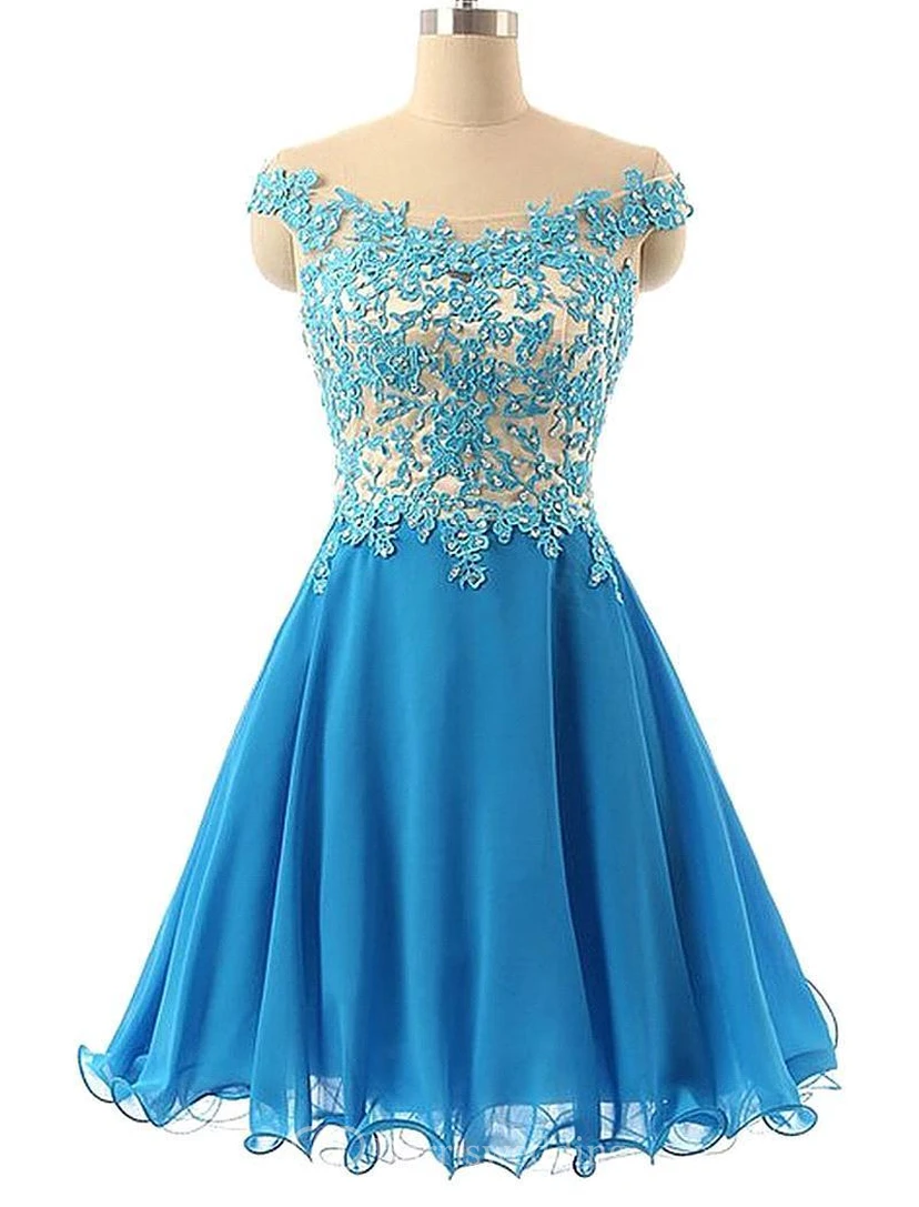 Elegantes, schulterfreies Homecoming-Kleid mit Spitzenapplikationen (kurz)
