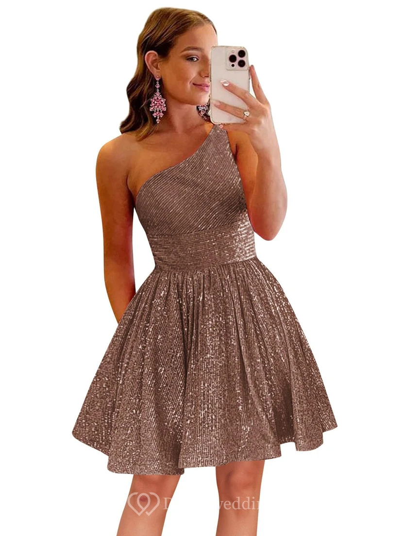 Burgunderfarbenes, einseitig schulterfreies Pailletten-Cocktailkleid view 11