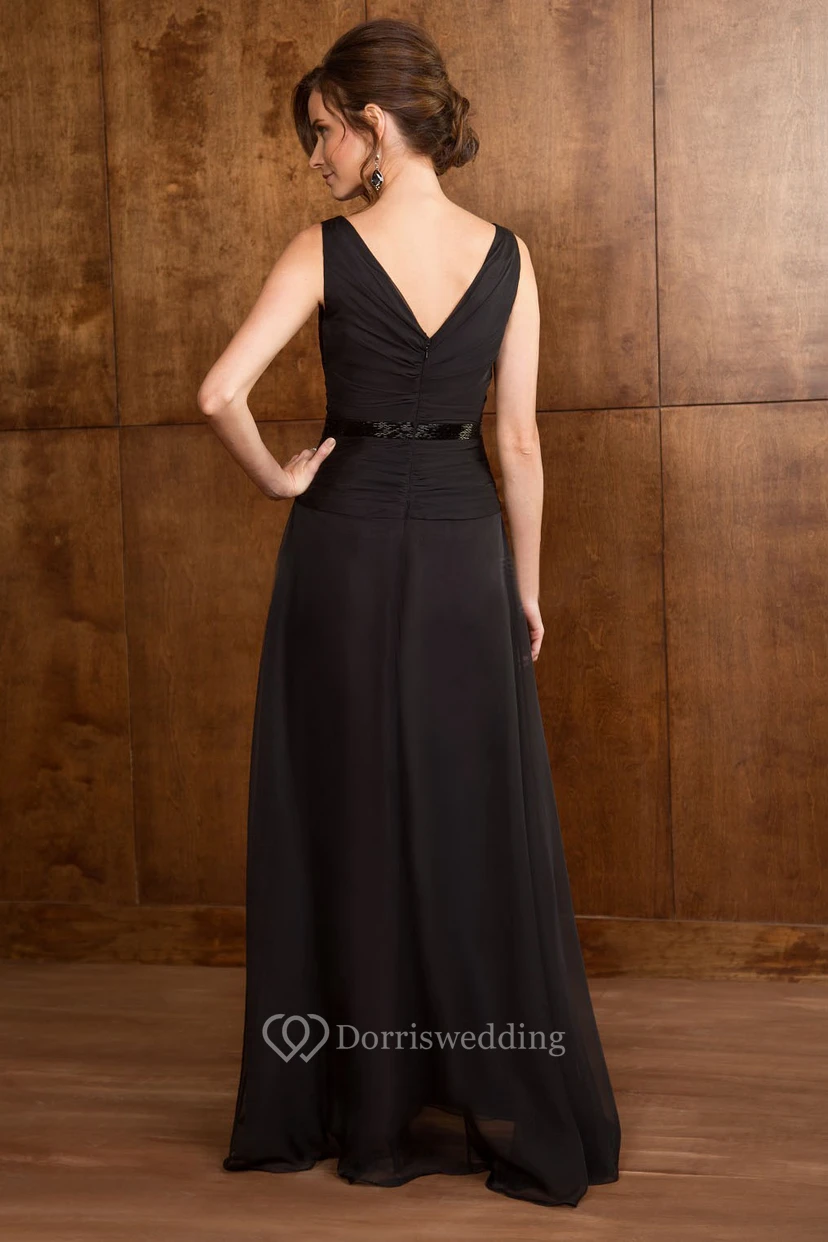 V-Neck Sleeveless A-Line Gown With Matching Shawl view 2