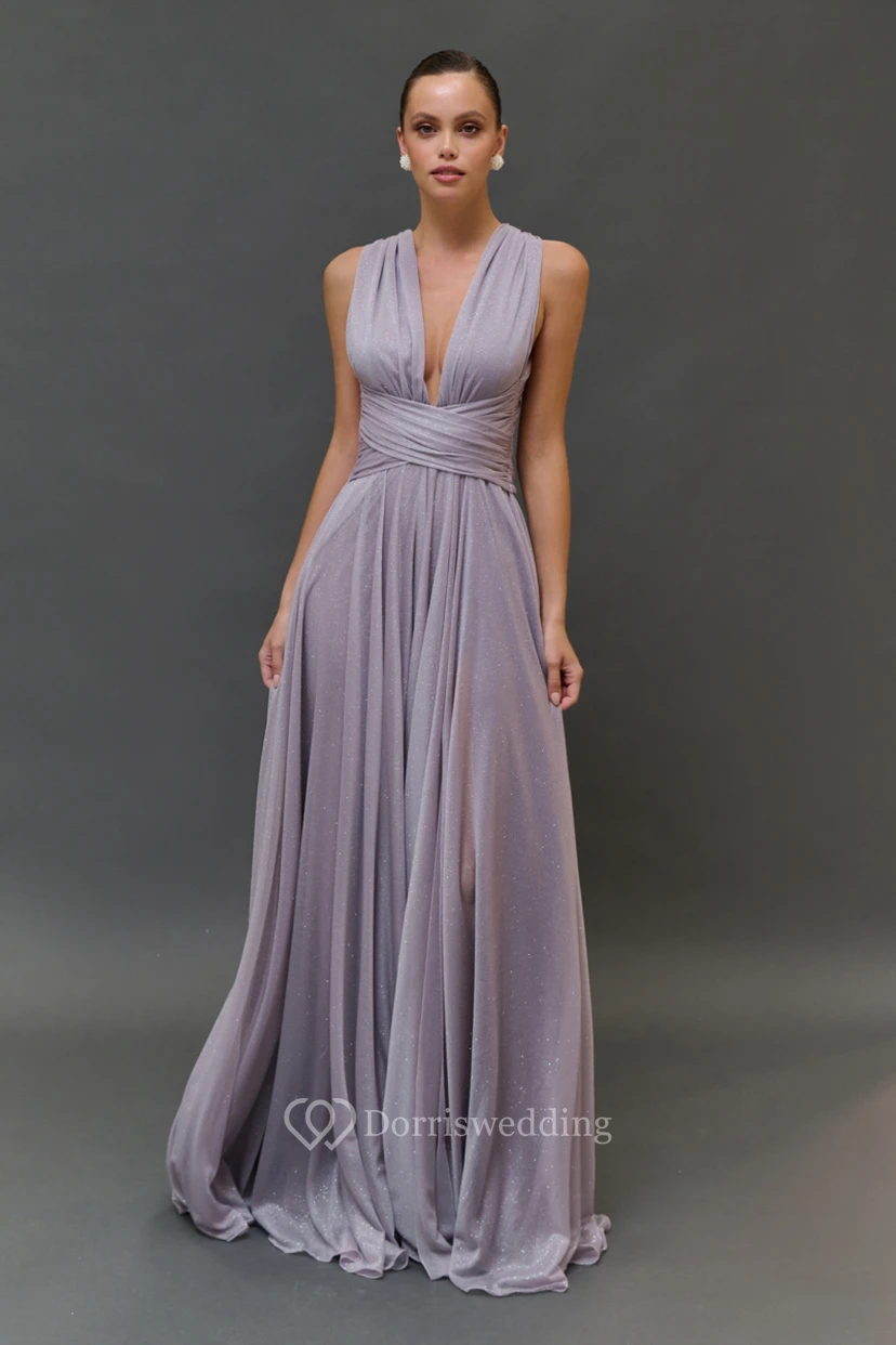 Flowy Chiffon Empire Ruched Dress view 3