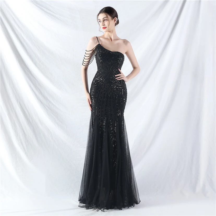 Robe de soirée haut de gamme ornée de perles de positionnement, de fleurs et de broderies en tulle. view 53