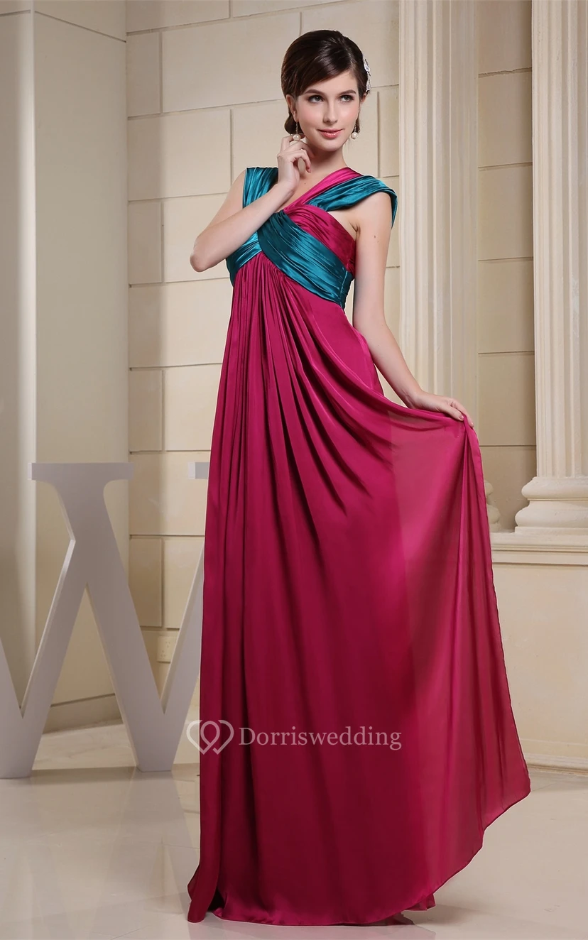 Strapped Chiffon Maxi Empire Dress With Pleats view 4