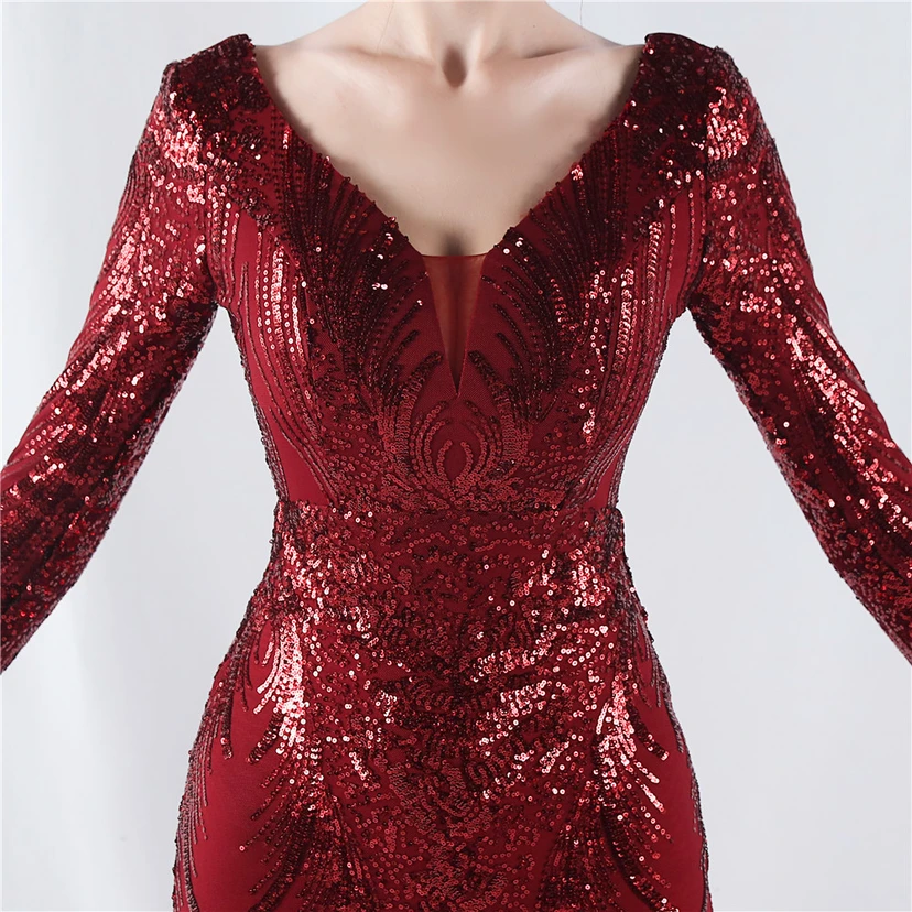 Robe de soirée haut de gamme ornée de perles florales fixes et de poils d'autruche, hôte de la réunion annuelle d'hiver view 17