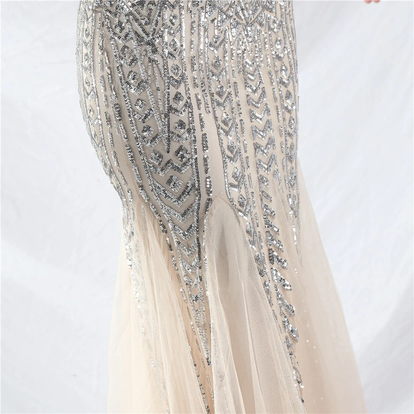 Robe de soirée haut de gamme ornée de perles de positionnement, de fleurs et de broderies en tulle. view 31