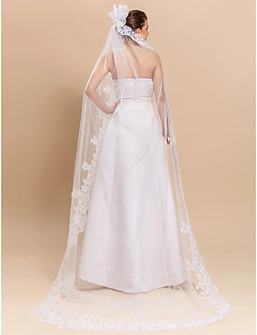Gracious One-tier Tulle Chapel Wedding Veil view 5