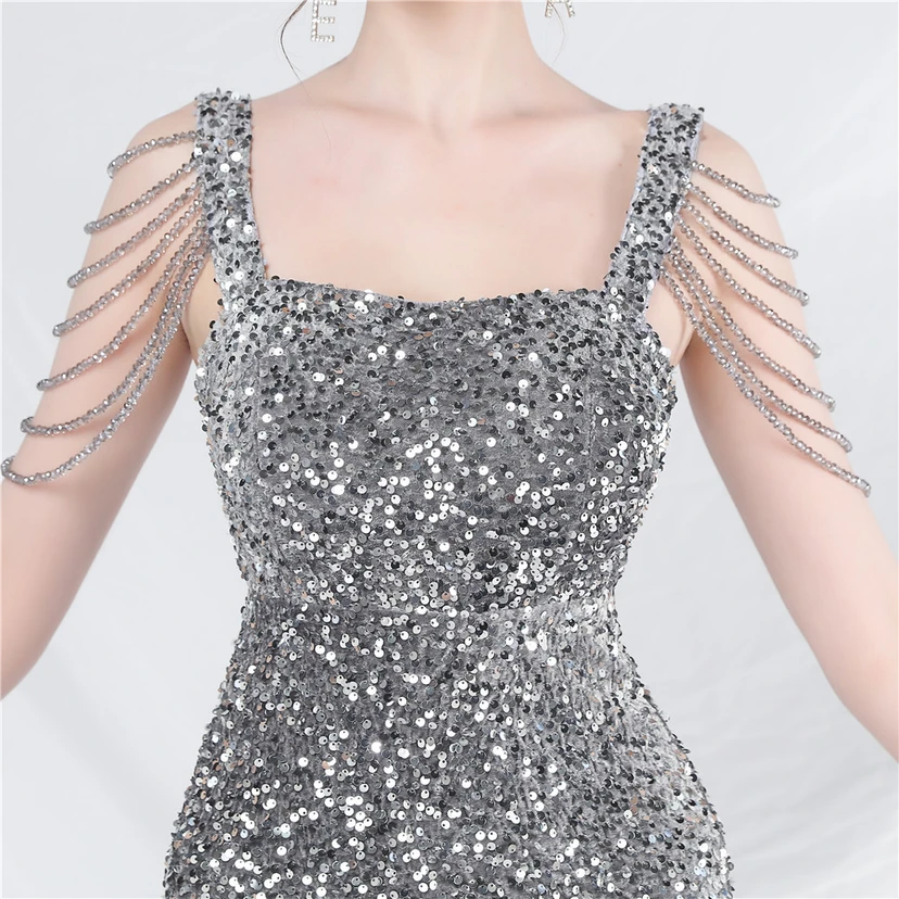 Craft Sequined Velvet Bottom Imitation Handmade Fantasy Sequin Evening Dress Daily Mini Dress view 49