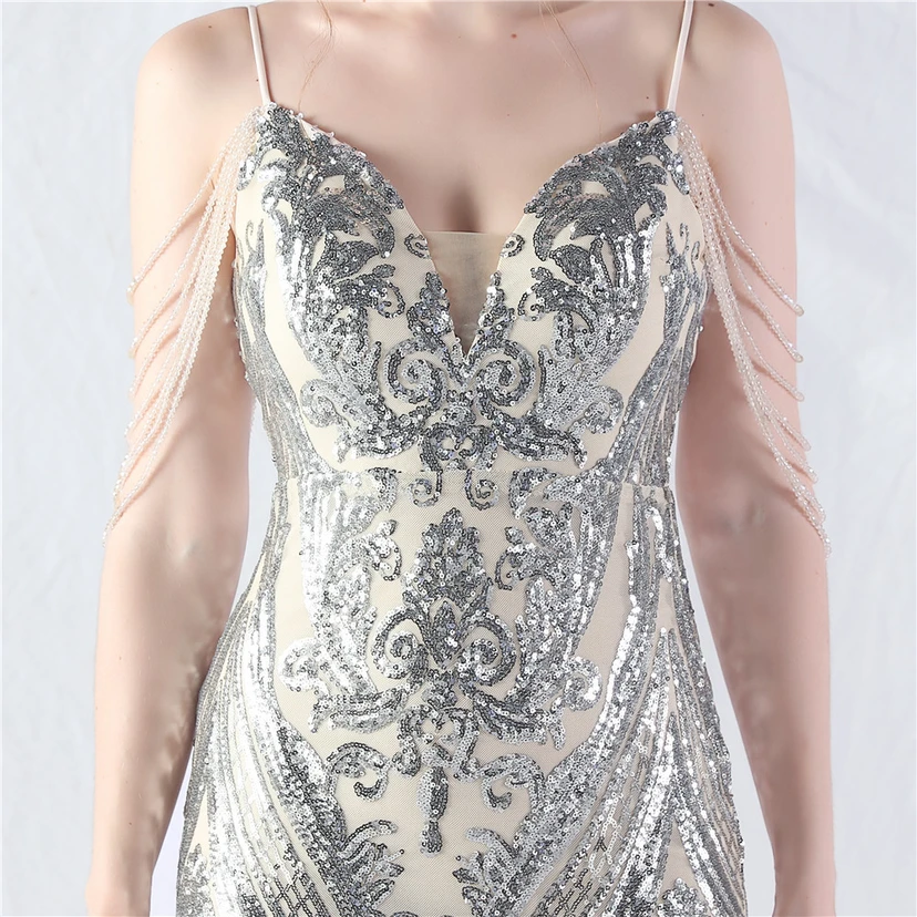 Handgefertigte Perlen, festes Netz, Positionierungsblumenperlen, Spleißnetz, heißes Tanz-Feier-Performance-Kleid view 58