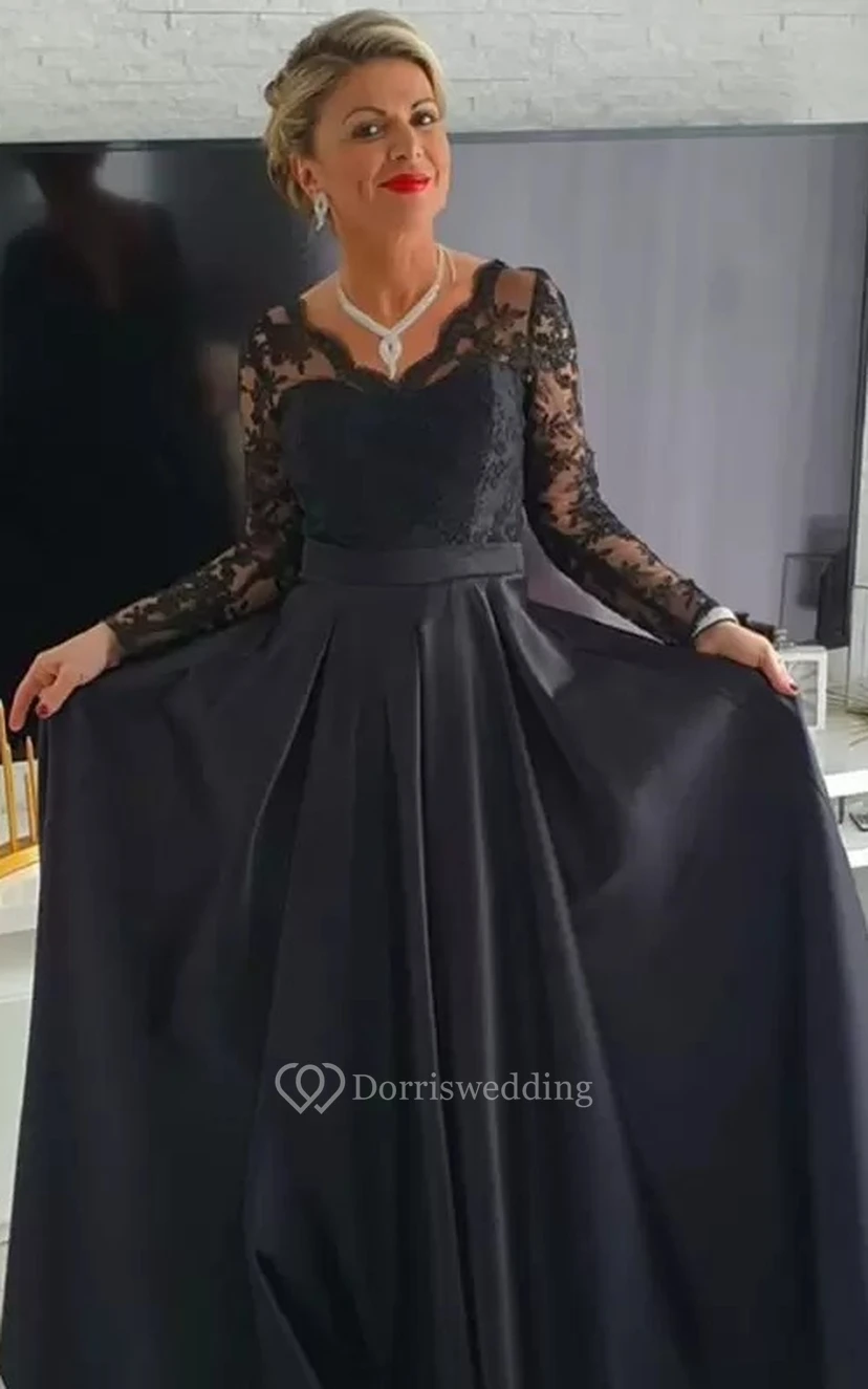 Beautiful A Line Satin Mother of the Bride Dress with Sash view 2