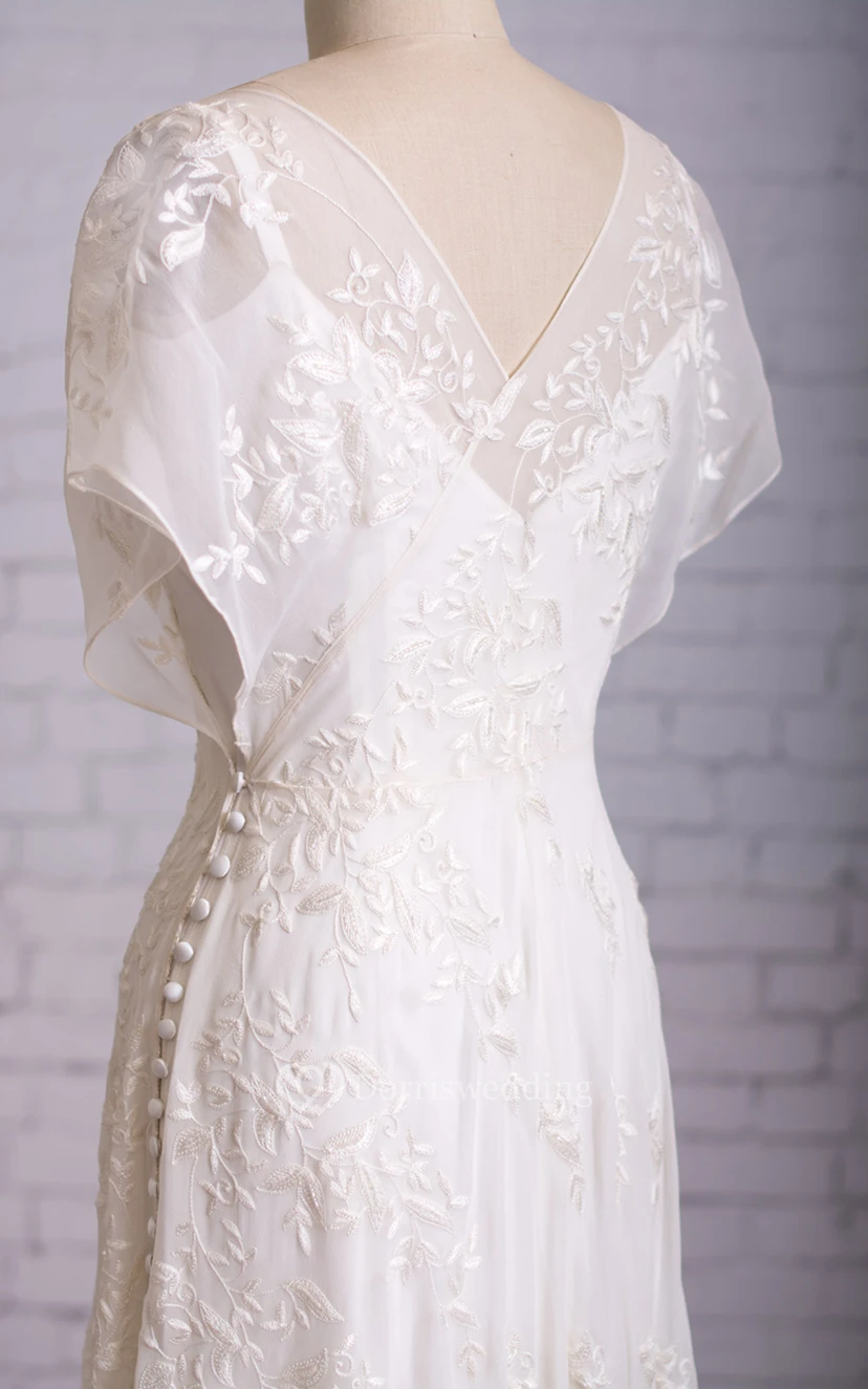Robe de mariée blanche en dentelle vintage années 1920 | Robe de mariée simple de style édouardien view 5