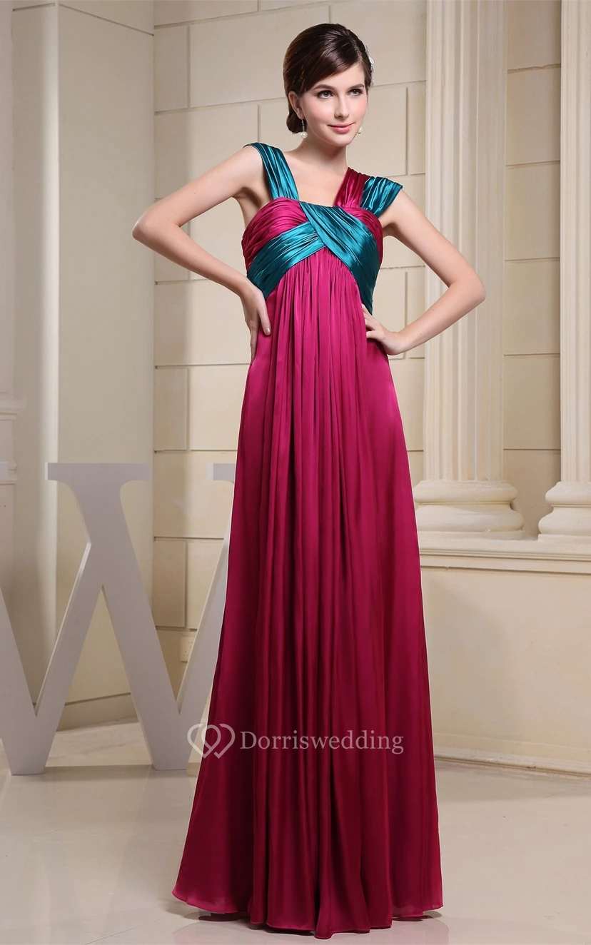Strapped Chiffon Maxi Empire Dress With Pleats view 2