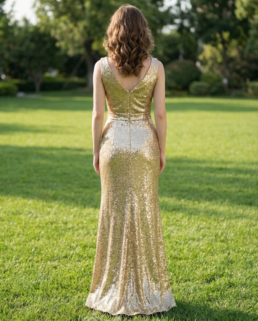 Gold Sequin Mother of the Bride Sparkle Gown view 2