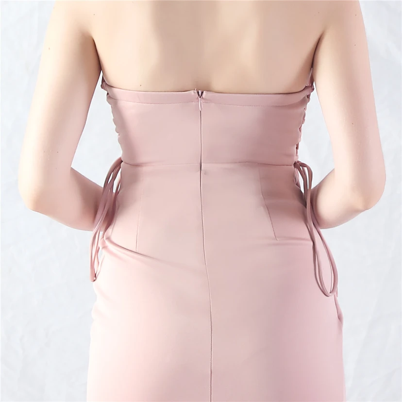 Vestido de noche de satén con cintura y orejas fijas, nueva tendencia, con dos métodos de atado de cuerda. view 37