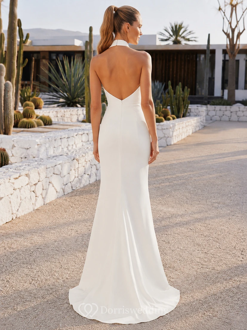 Robe fourreau dos nu en crêpe à col montant pour une escapade romantique dans le désert view 2