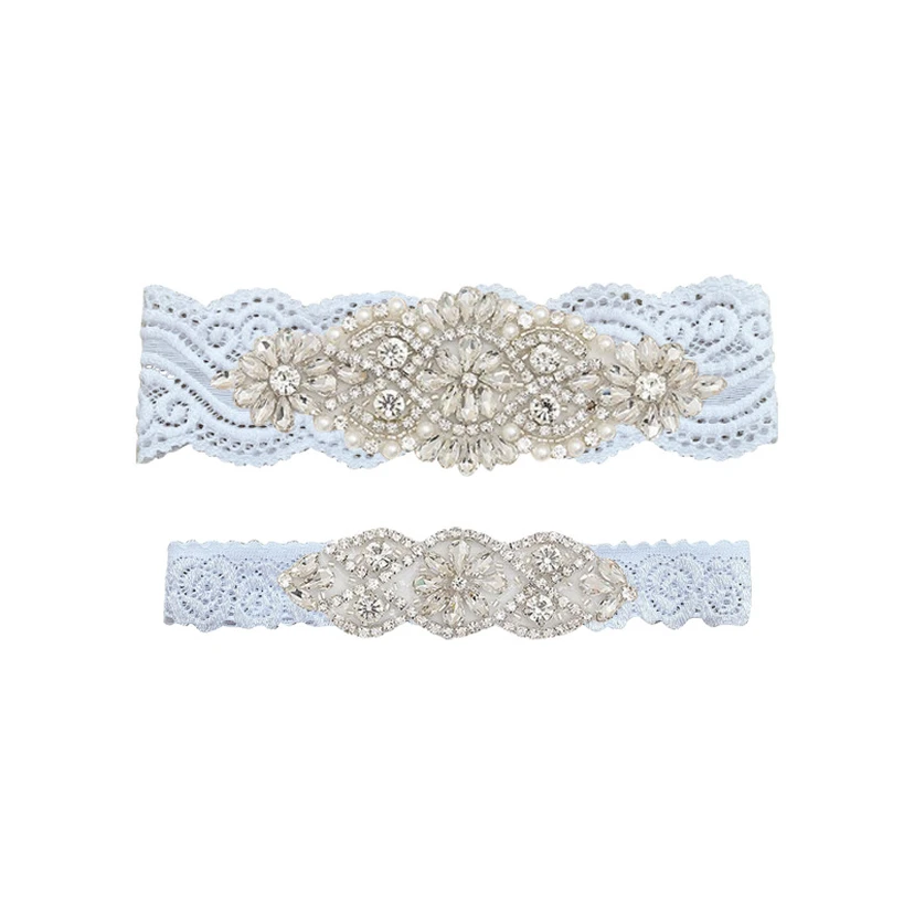 Latest Rhinestone Beaded Double Garters view 2