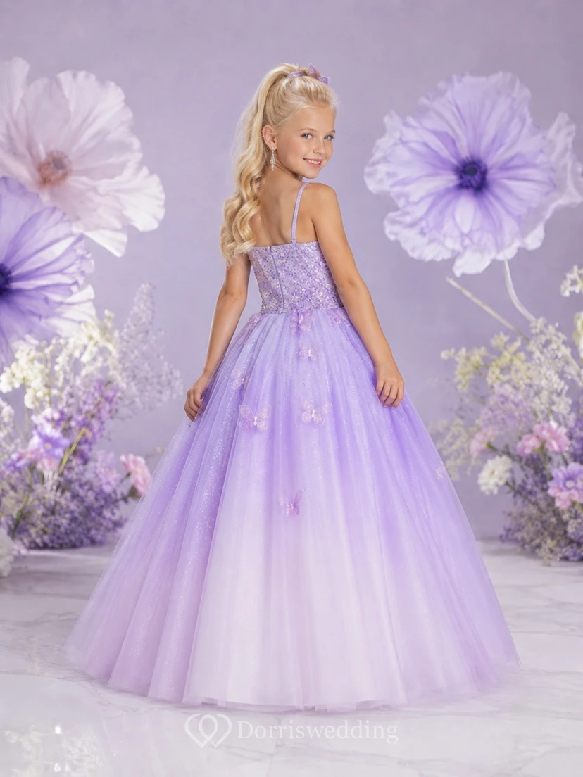 Lavender Adorable Strapless Tulle Sleeveless Ball-Gown Flowergirl Dress view 2