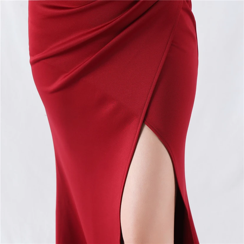 Robe de soirée classique asymétrique en satin à queue de poisson view 20