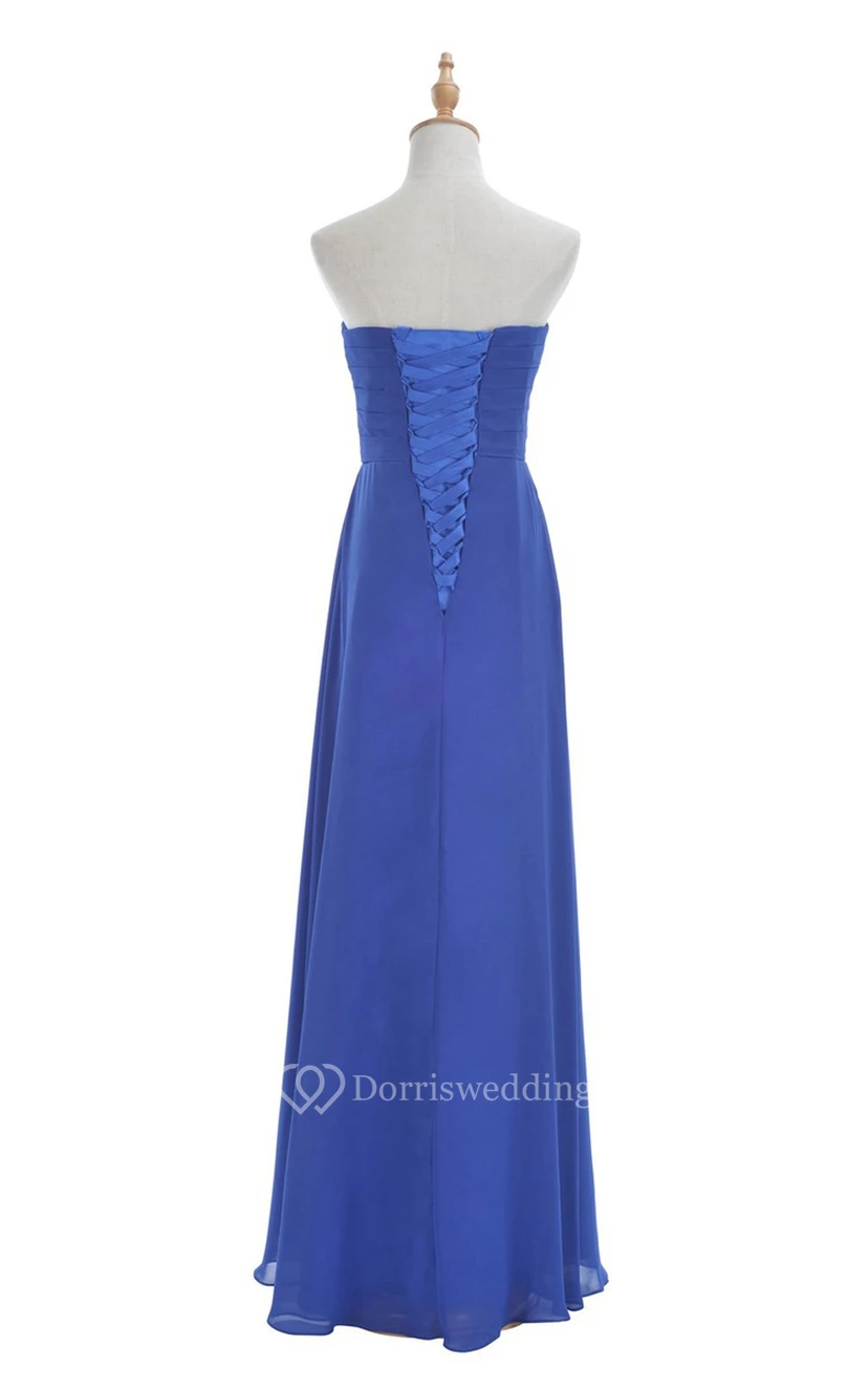 Sweetheart Criss-cross Chiffon A-line Dress With Lace-up Back view 32