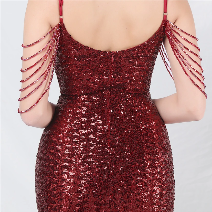 Robe de soirée longue à sequins et perles fantaisie view 34