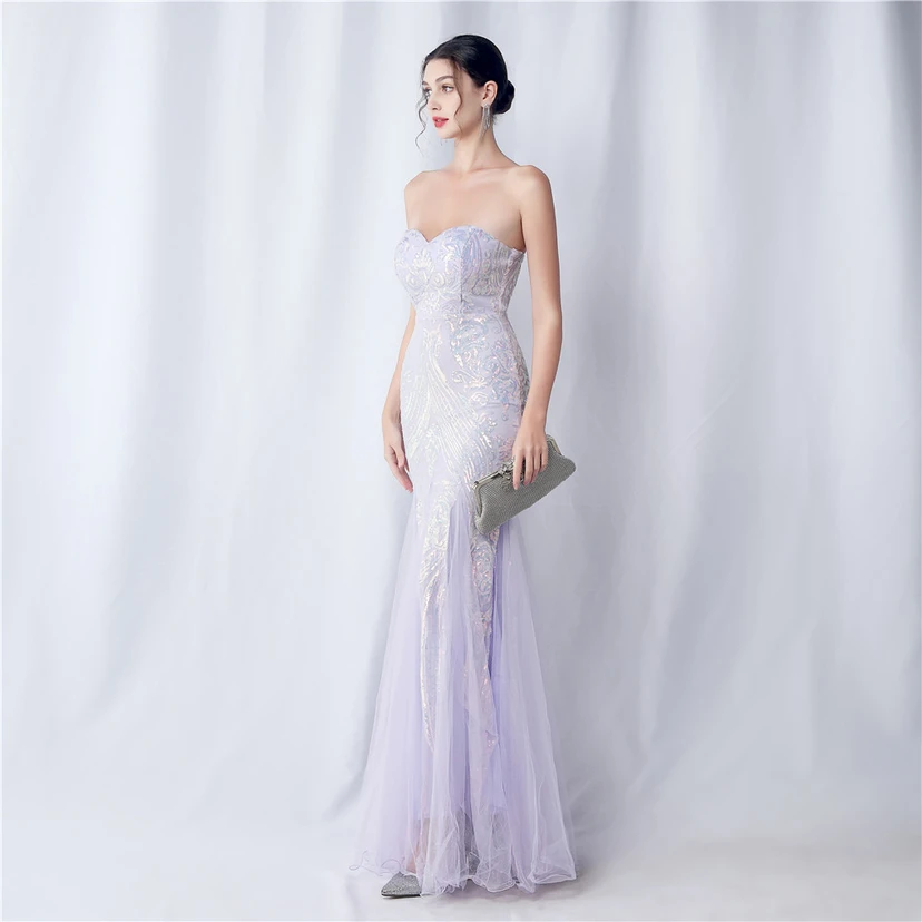 Positionierung Blumenschnitt Netz Pailletten Hochzeitsdinner Toast Party Abendkleid view 41