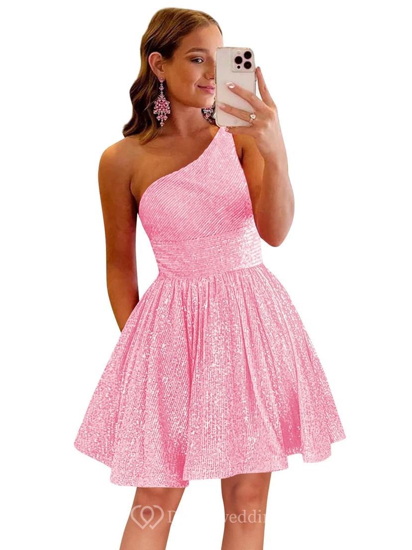 Burgunderfarbenes, einseitig schulterfreies Pailletten-Cocktailkleid view 17