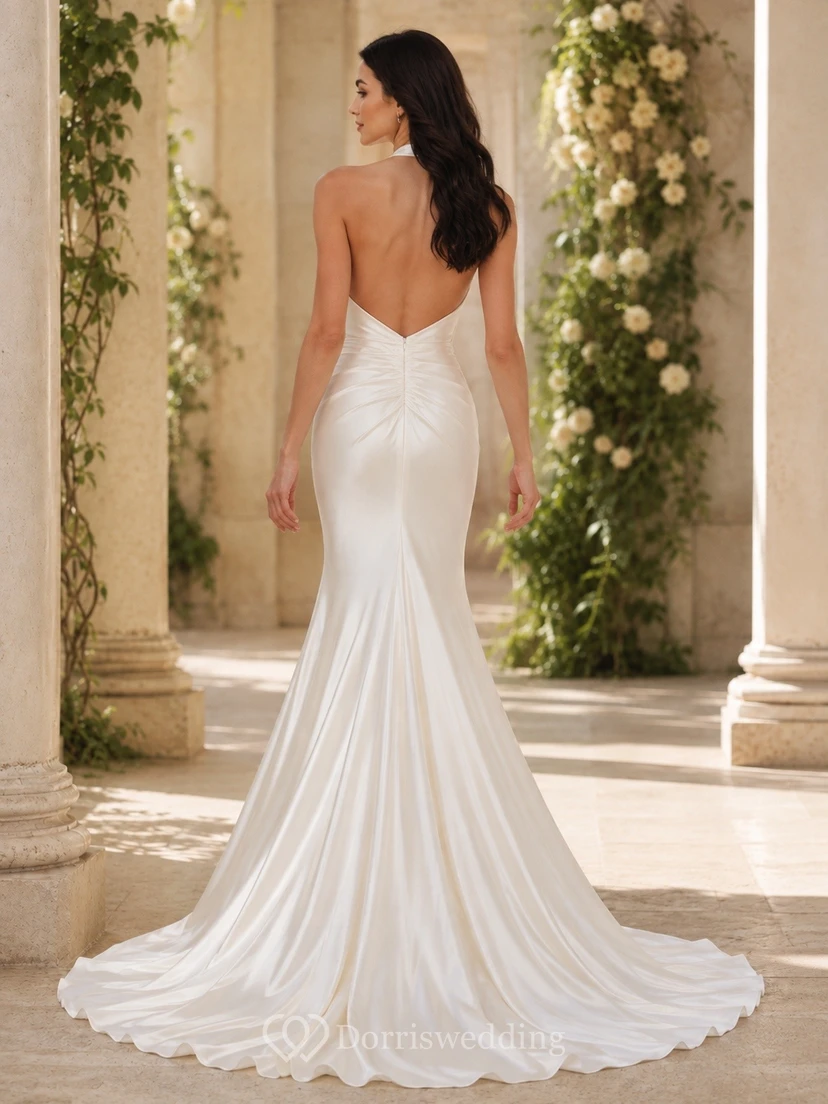 Simple Floor-length Sleeveless Bridal Ceremony Formal One-Shoulder Mermaid/Trumpet Dress view 2