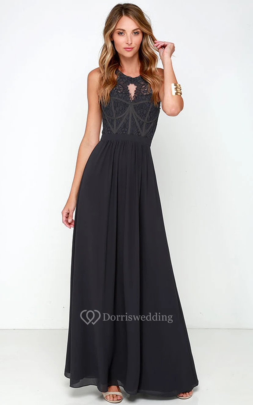 Sleeveless Chiffon Long Noble Dress With Lace Bodice view 11