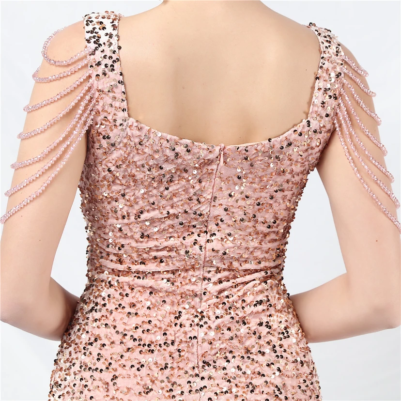 Velvet Handmade Sequined Heavy Craft Beaded Fantasy Sequined Short Skirt Evening Dress view 17