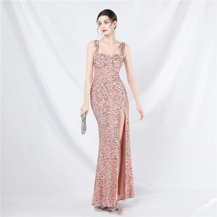 Robes de soirée longues à sequins faites main, magnifiques pour femmes et célébrités view 2