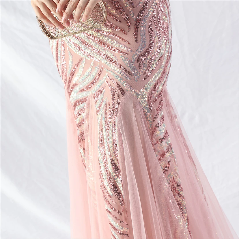 Layered Beads Spliced ​​Mesh High-End Evening Dress view 83