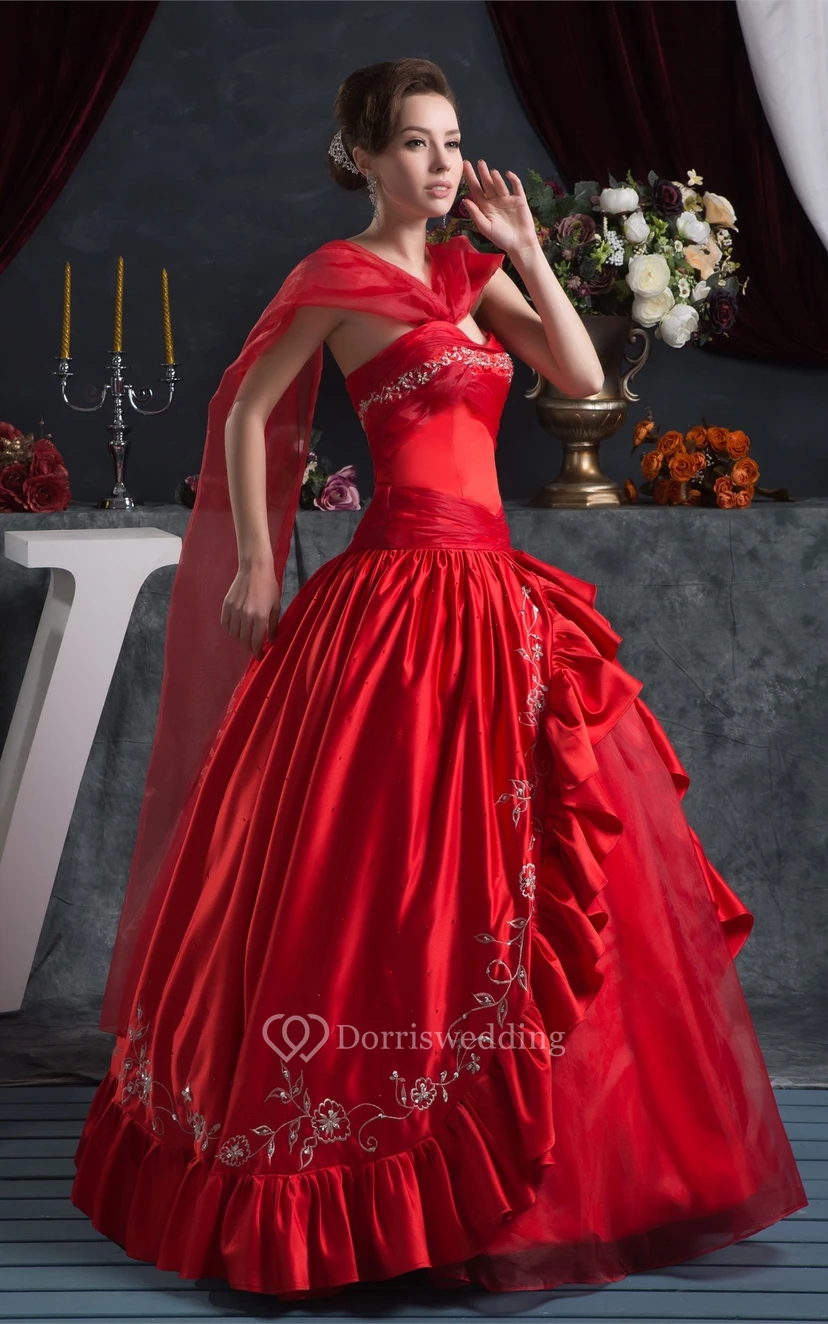 Flamboyant Ruched Sweetheart Draping and Ball-Gown With Embroideries view 7