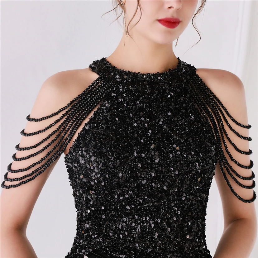 Robe de soirée féérique à sequins colorés, robe courte style féerique pour banquet ou réception. view 53