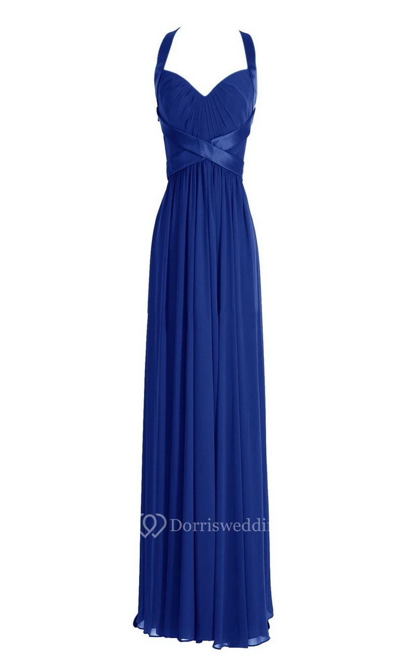 Sleeveless Empire Long Chiffon Crisscross Dress view 16