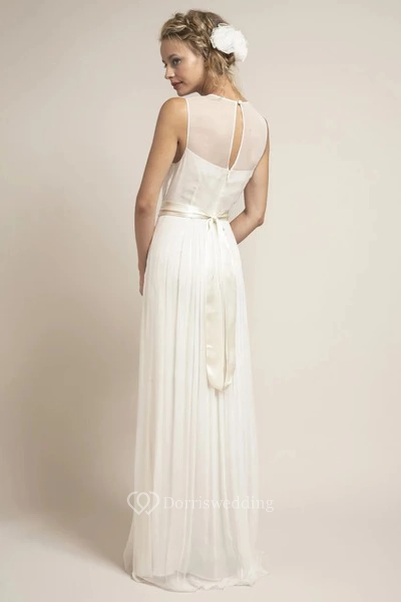 Ethereal Tulle Jewel-Neck Sleeveless Keyhole Wedding Dress view 2