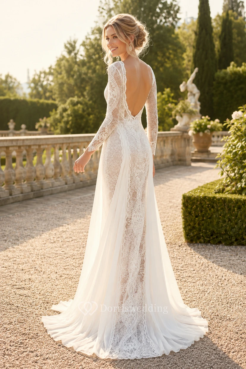 Vestido de encaje estilo boho para ceremonia civil view 10
