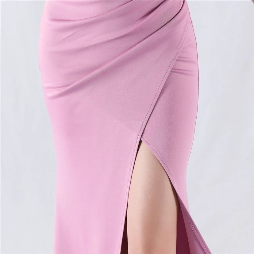 Fishbone Waist Set Crystal Diamond Satin Host Evening Dress view 9