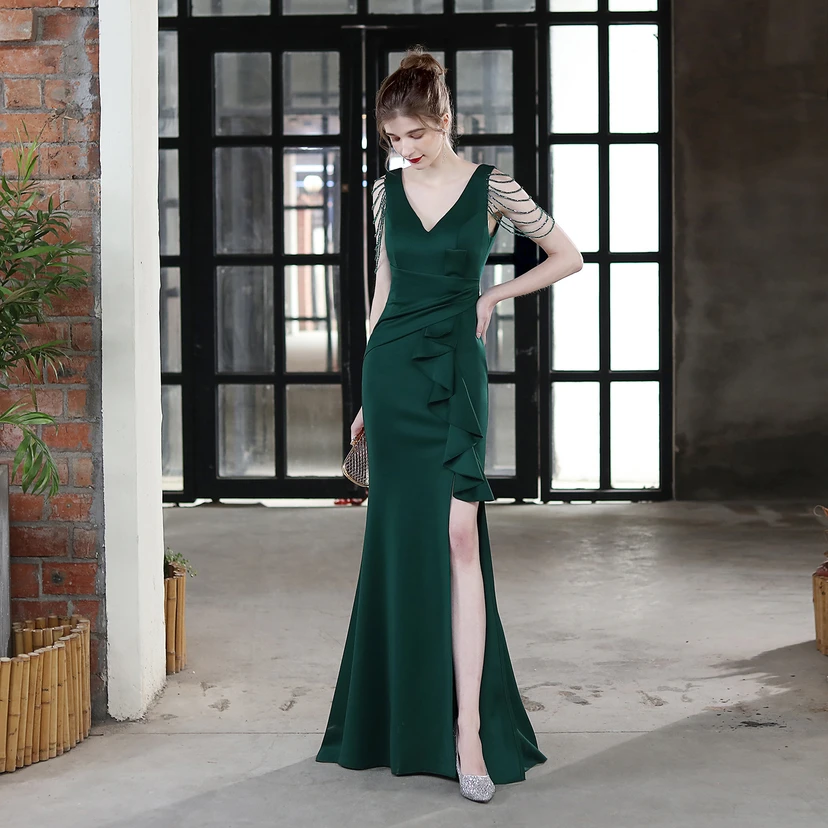 Toast Dress Bride Long Sling Thank-You Banquet Slim Fishtail Skirt Wedding Car Model Exhibition Dress view 23
