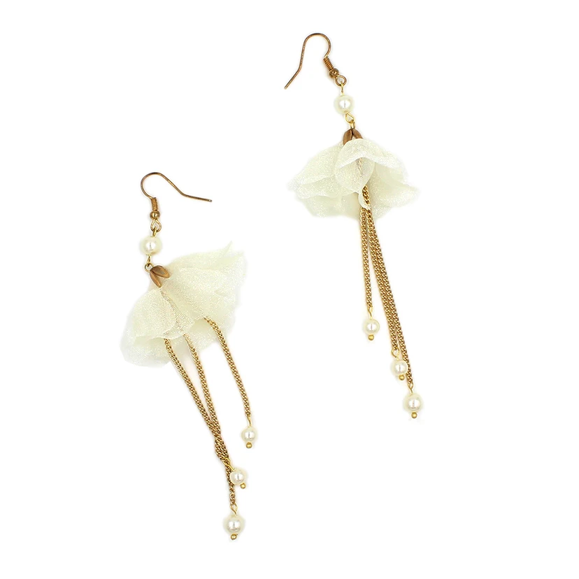 Korean Style Fresh Bridal Headbands and Earrings with Flowers view 3
